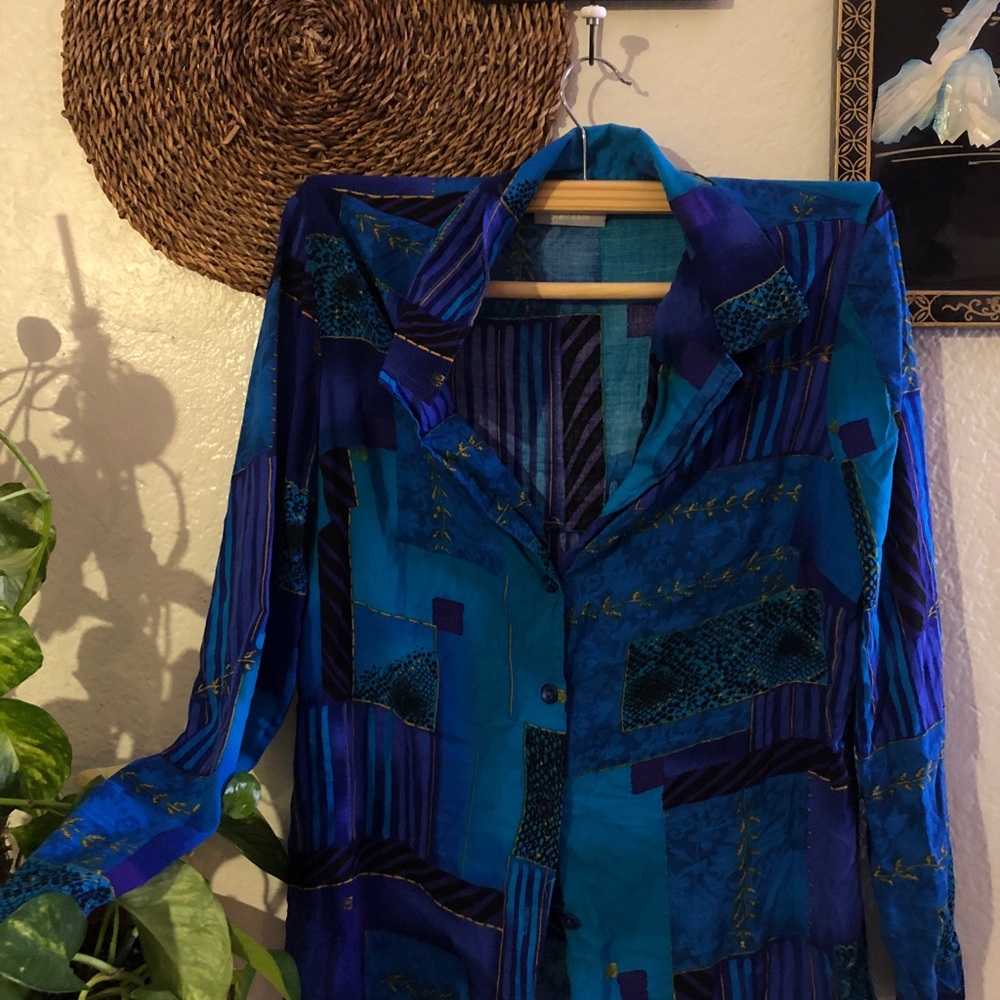 Blue button up long sleeve